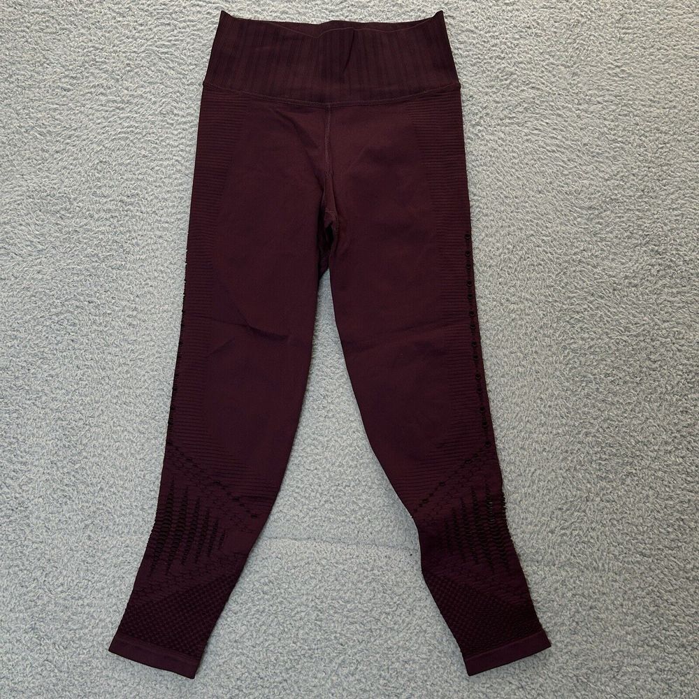 Athleta Leggings Womens Medium Burgundy Purple Halasana Macrame Seamless 7/8